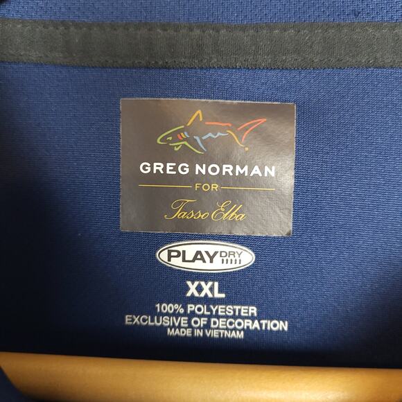 Greg Norman for Tasso Elba Men's Golf Polo XXL Play Dry Snap Button Blue - Picture 5 of 10